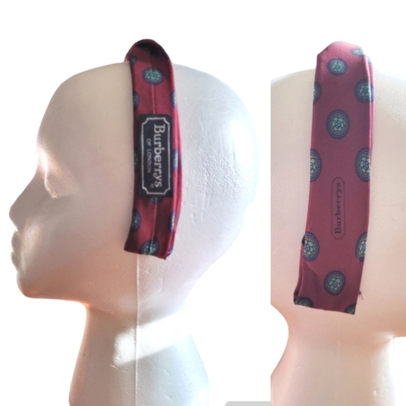 Vintage Burberry Silk Men's Tie Upcycled Headband - Picture 1 of 5